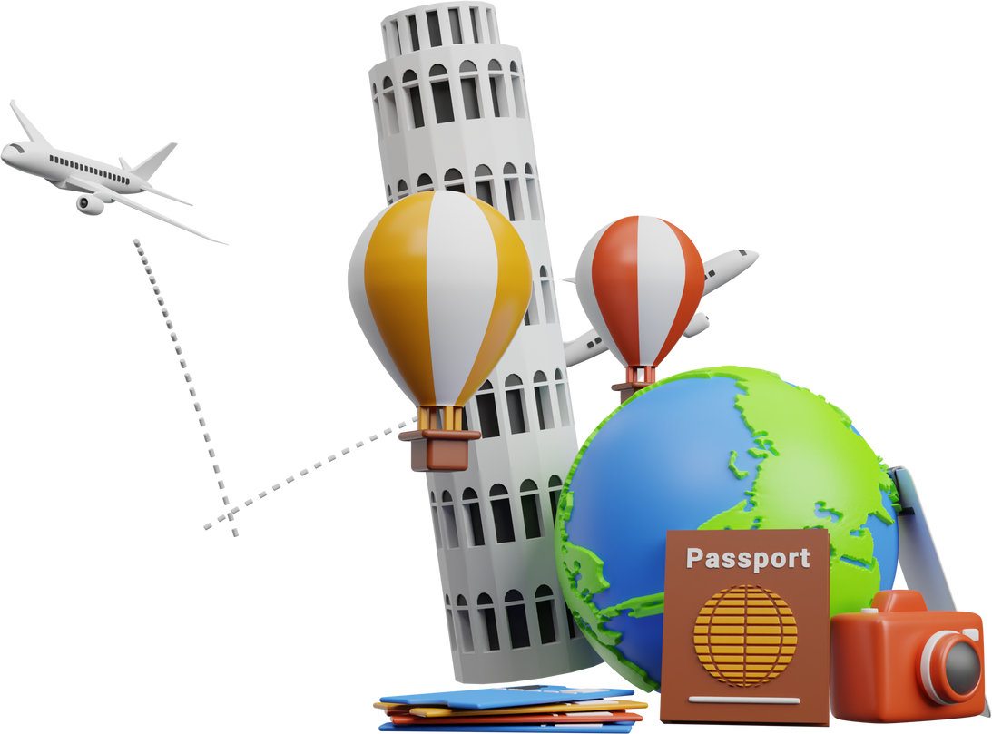 Tourism and travel plan to trip 3D Illustration